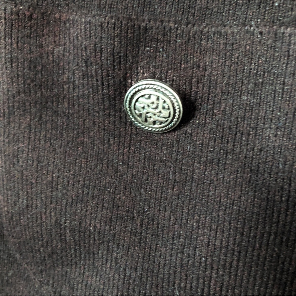 Mocha Vintage 90s Turtleneck Sweater Slim Angora Blend Velvet & Button Trim S - Picture 6 of 10